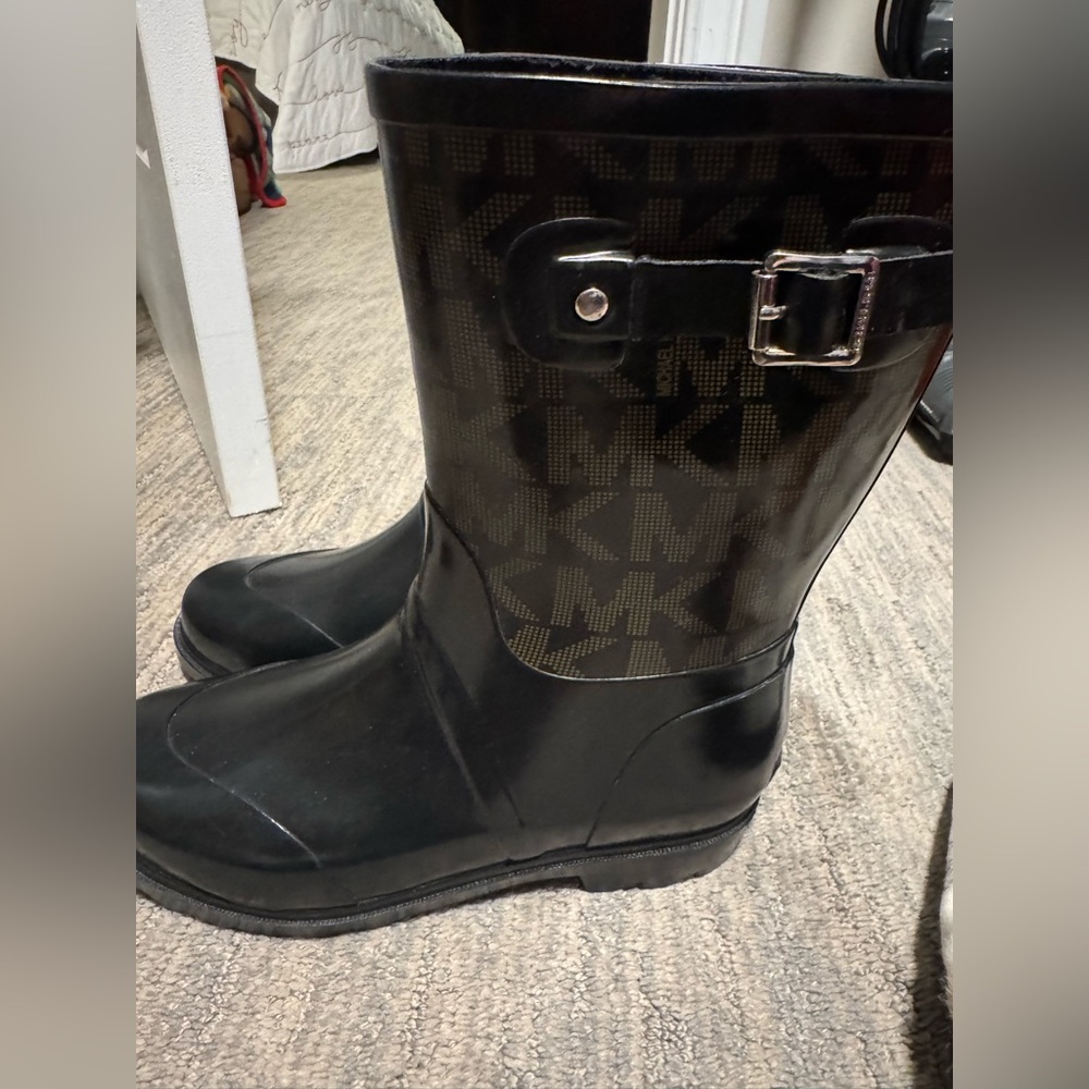 Michael Kors Black Monogram Rain Boots